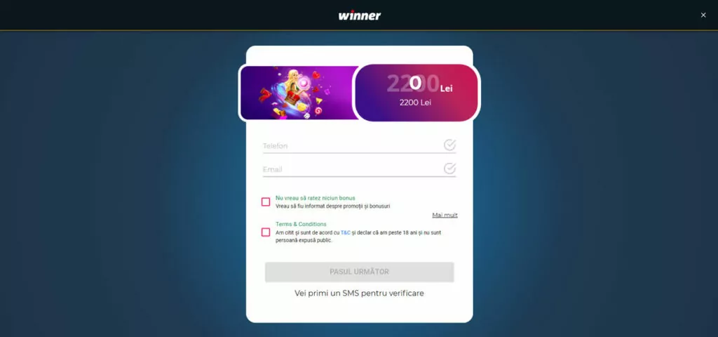 winner casino register